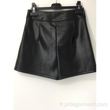 Mini-jupe-culotte taille haute noire pour femme